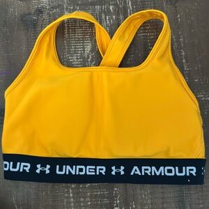 Mustard yellow and black under armour sports bra size medium